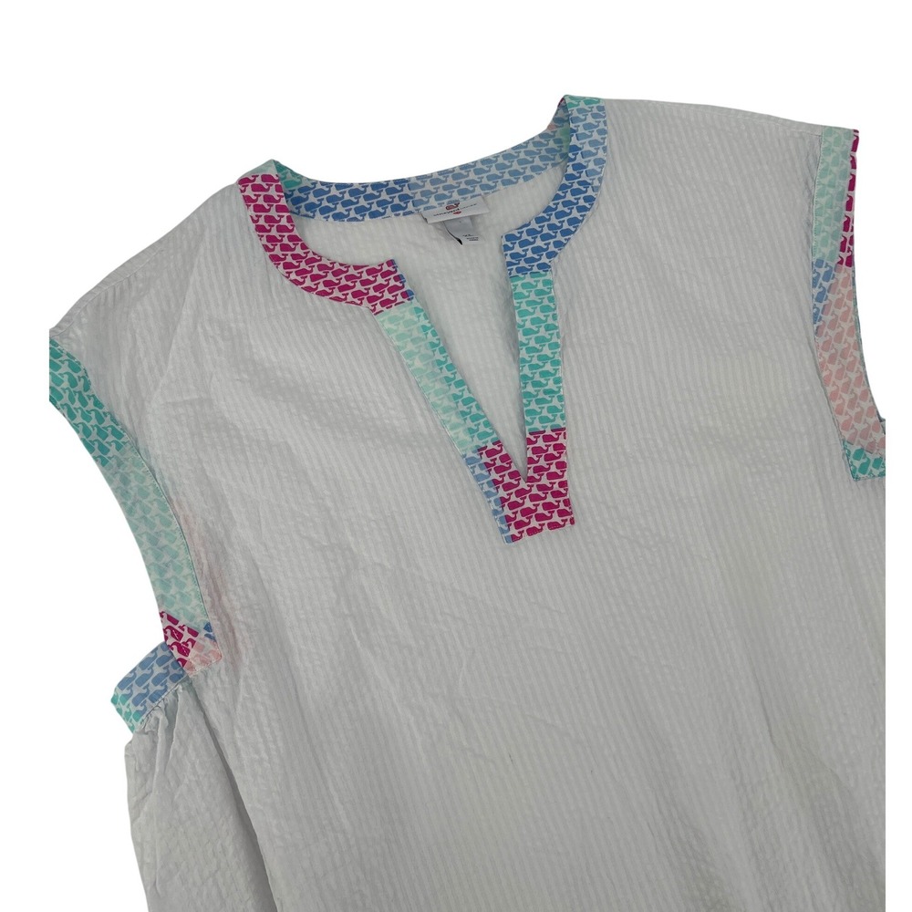 Vineyard Vines for Target White Seersucker Whale Trim Swim Coverup Womens XL